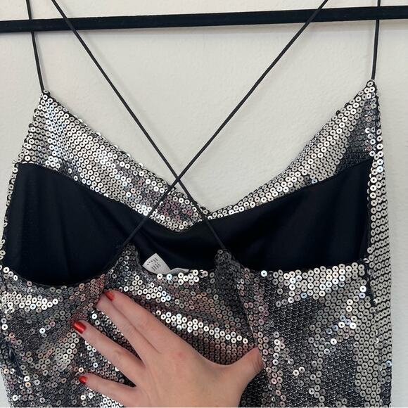 Mango Silver Sequin Mini Dress - Picture 13 of 15